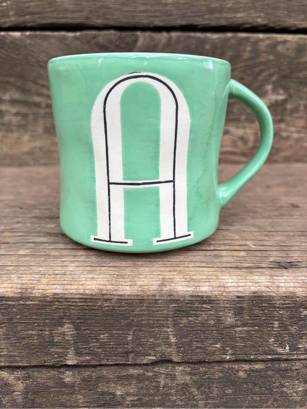 Anthropologie Monogram A Mint Green Ceramic Mug